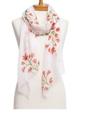 Austrailiana Gift Co. White - Kangaroo Paws 100% Cotton Scarf
